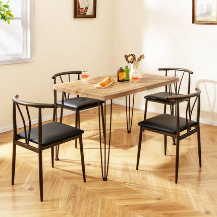 Dreamade 5-Piece Dining Table Set | 43-Inches Rectangular Kitchen Table & 4 Armless Chairs with Upholstered Seat