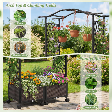Dreamade Planter Boxes with Arch Trellis for Climbing Vines Vegetables Flowers