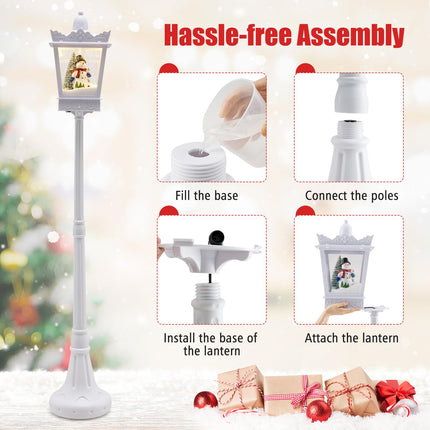 Dreamade 8 ft White Musical Christmas Streetlight | Lighted Holiday Decoration for Home Yard Porch