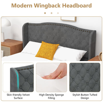 Dreamade Queen/Full Size Velvet Upholstered Bed Frame