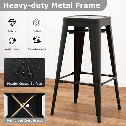 Dreamade Metal Backless Bar Stools Set of 4, 30" Bar Height Modern Industrial Barstools w/Cut-out Handle
