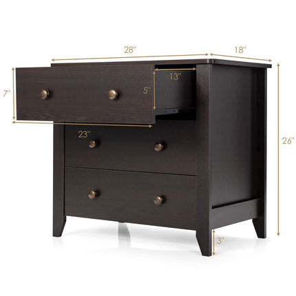 Dreamade Modern Simple Dresser 3-Drawers Chest with Solid Curved Legs
