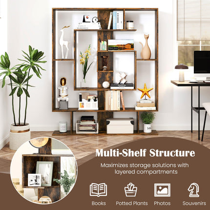 Dreamade 7-Tier Geometric Bookshelf