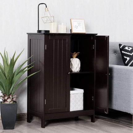 Dreamade Storage Cabinet with Doors and Shelves - Freestanding Storage Organizer with Anti-Tipping Device