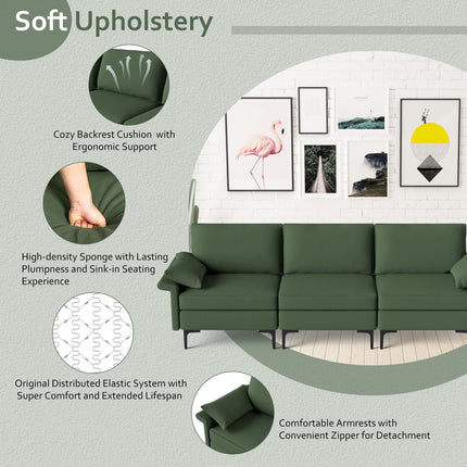 Dreamade 3-Seat Sectional Sofa Couch, 100.5" L Convertible Sleeper with USB Port & Outlet