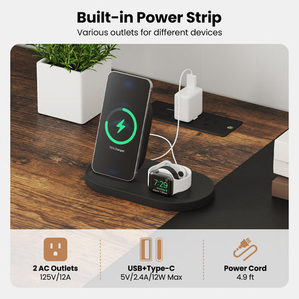 Dreamade 59 Inch Computer Desk with Charging Station