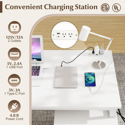 Dreamade 55 Inch L-Shaped Desk with Charging Station