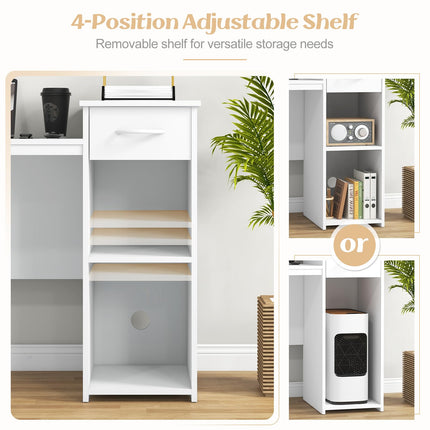 Dreamade Computer Desk with Storage, Modern PC Laptop Table with Printer Shelf