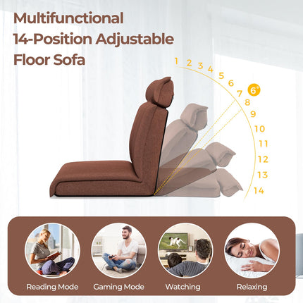 Dreamade Floor Chair, Floor Gaming Chair with Back Support, 14-Poistion Adjustable Backrest, 5-Position Adjustable Headrest