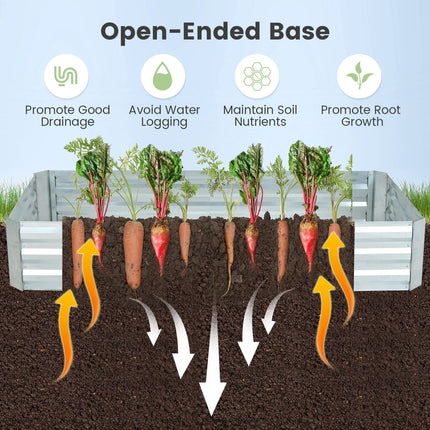 Dreamade Galvanized Steel Raised Garden Bed with Mini Greenhouse, Outdoor Metal Planter Box Kit with Large Roll-up PVC Cover
