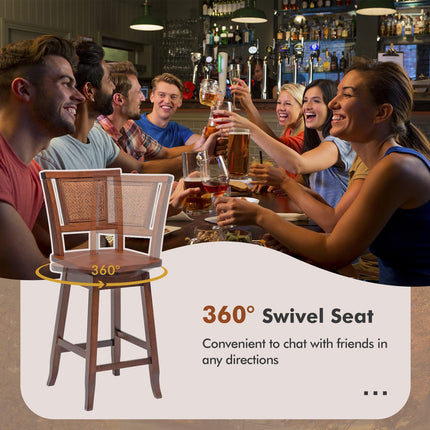 Dreamade 24.5 Inch Counter Height Bar Stool with Rattan Back