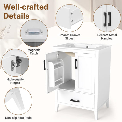 Dreamade 24.5" Bathroom Vanity with Ceramic Sink Combo