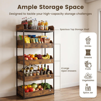 Dreamade 5-Tier Industrial Utility Shelf with 4 Pull-out Drawers & X-Shaped Metal Frame