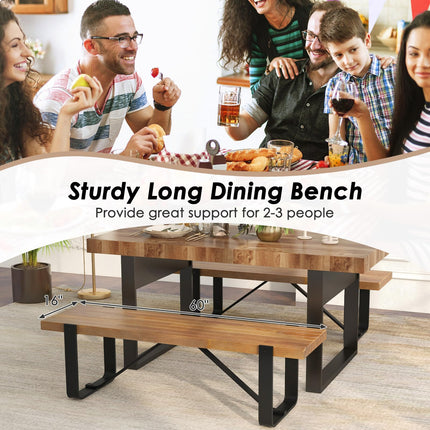 Dreamade Dining Bench, 60 Inch Entryway Shoe Rack Bench, Long Kitchen Bench with Metal Frame