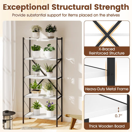 Dreamade 5-Tier Tall Industrial Bookcase with Heavy-Duty Metal Frame (1/2)
