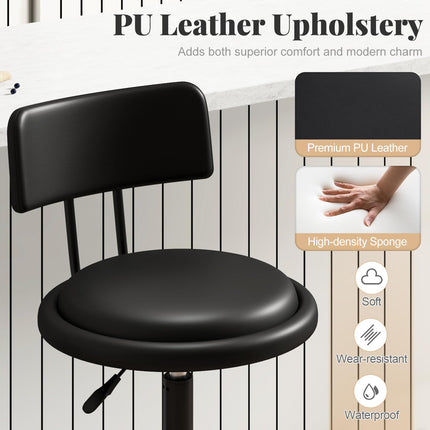 Dreamade Swivel Bar Stools Set of 1/2/3/4, 24.5"-29" Height Adjustable Counter Height Chairs w/Back