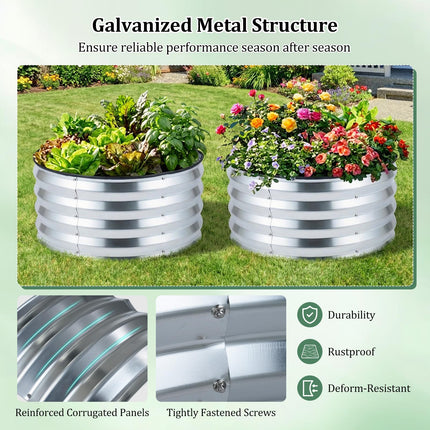 Dreamade 2 Pack Round Galvanized Raised Garden Bed Kit (2x2x1 FT)
