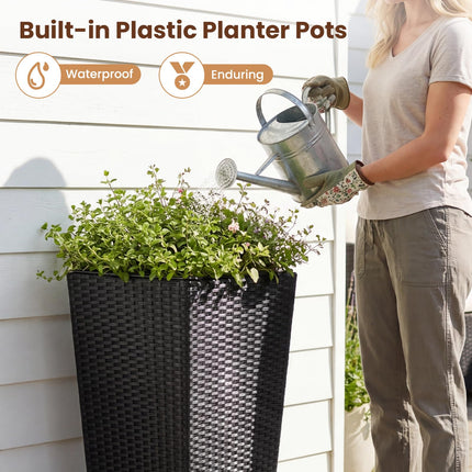 Dreamade Set of 2 Rattan Tall Plant Pots with Detachable Plastic Liners