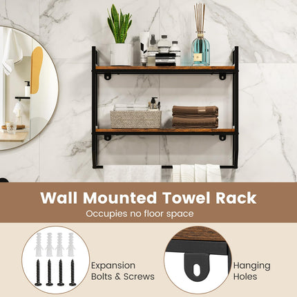 Dreamade Wall Mounted Bathroom Shelves with Towel Bar