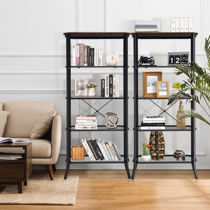 Dreamade Industrial Bookshelf, 5-Tier Vintage Bookcase