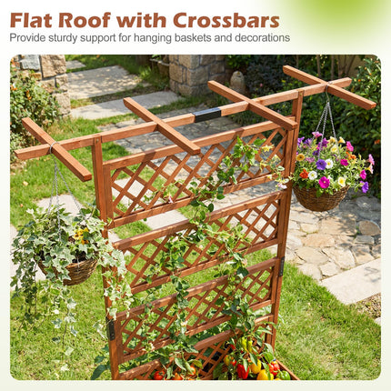 Dreamade 72" Wooden Raised Garden Bed with Trellis w/Privacy Screen Roof