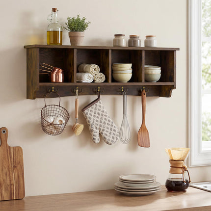 Dreamade Wall Mounted Coat Rack with 4 Cubbies & 5 Double Hooks