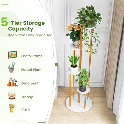 Dreamade 4 Tier Plant Stand Indoor, Tall Plant Shelf with Marble Texture for Multiple Potted Plants, Tiered Metal Plant Holder Flower Display Rack for Living Room Balcony Porch