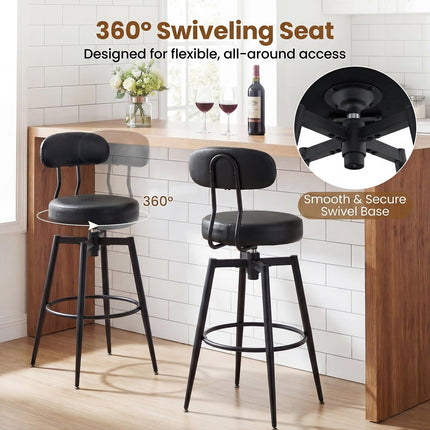 Dreamade Swivel Barstools Set of 2/4 Faux Leather 31 Inch Bar Height Stools w/Upholstered Seat & Back