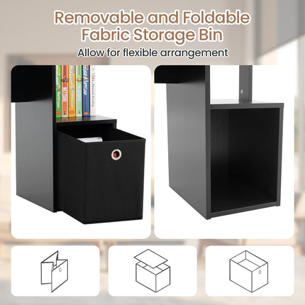 Dreamade Computer Desk with Keyboard Tray, Compact Home Office Desk with Fabric Drawer & Storage Shelf
