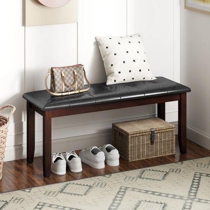 Dreamade Button-Tufted Dining Bench, 45.5” PU Leather Upholstered Bench w/Loads 400 Lbs