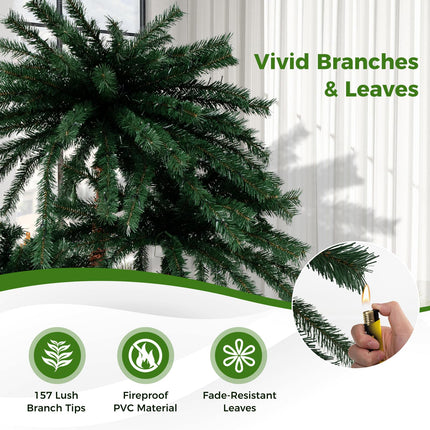 Dreamade Pre-Lit Artificial Christmas Tree, 4/5/6 FT Triple Coconut Plam Trees with Metal Base