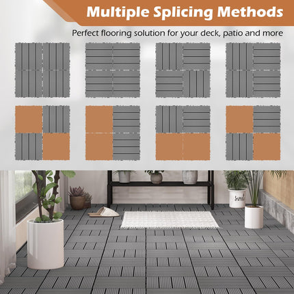 Dreamade Interlocking Deck Tiles 18/36 Pack - 12 x 12 in Composite Outdoor Flooring Covering All Weather Use