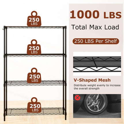 Dreamade 4-Tier/5-Tier Metal Storage Shelving Unit with V-Shaped Wire Rack