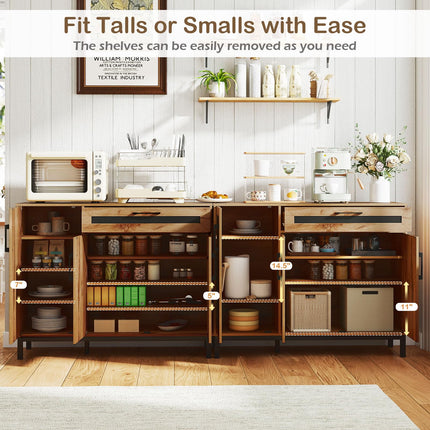 Dreamade 48" Buffet Cabinet with Storage 3-Door Large Farmhouse Sideboard