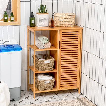 Bathroom Storage Cabinet Bamboo Floor Cabinet Free Standing Organizer - Dreamade