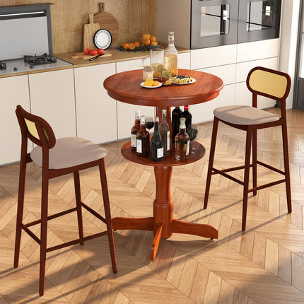 Dreamade 2 Tier Tall Round Dining Table with Pedestal Base