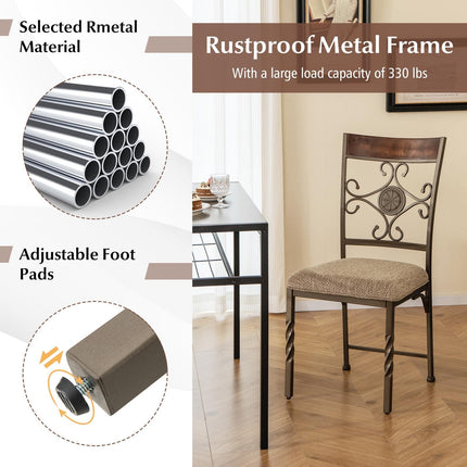 Dreamade Upholstered Dining Chair Set, Vintage Metal Dining Chairs with Soft Padded Seat Cushion
