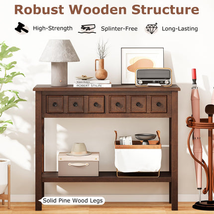 Dreamade 38" Narrow Console Table with 2 Drawers & Bottom Open Shelf