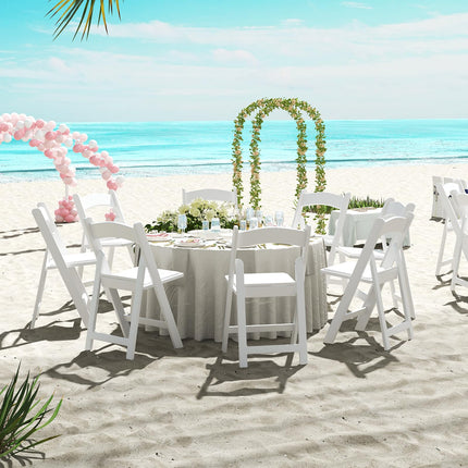 Dreamade Folding Chairs with Padded Seat, All-Weather Resin Frame