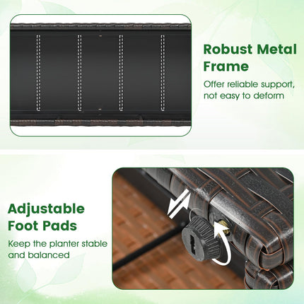 Dreamade Raised Garden Bed with Trellis | 58'' Tall PE Rattan Planter Box w/Liner & Drainage