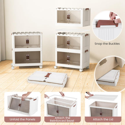 Dreamade 3-tier Collapsible Storage Bins with Wheels and Lid