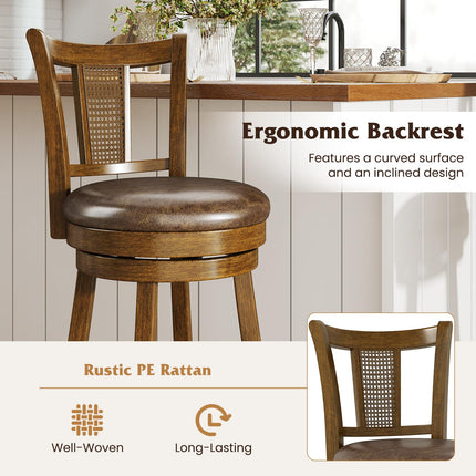 Dreamade 30" Upholstered Leathaire Farmhouse Barstools for Kitchen Island Dining Room Pub