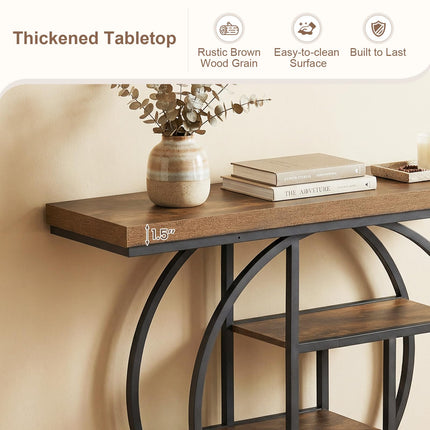 Dreamade 41" Industrial Console Table | 4-Tier Narrow Entryway Table with Storage Shelves