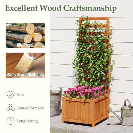 Dreamade Wood Raised Garden Bed with Trellis