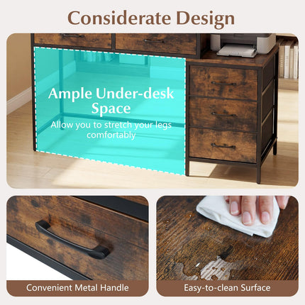Dreamade Reversible Computer Desk with 5 Drawers