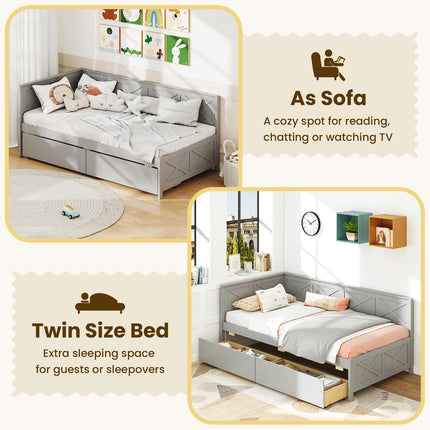 Dreamade Twin Daybed with 2 Storage Drawers