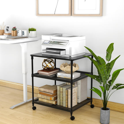 Dreamade Printer Stand, 3-Tier Industrial Printer Cart with Lockable Wheels