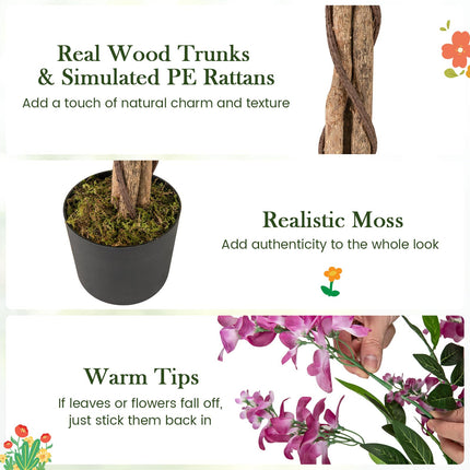 Dreamade 5.5FT Faux Wisteria Tree in Nursery Pot with Blooming Flowers