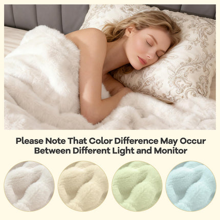 Dreamade Luxury Fuzzy Plush Rabbit Fur Bubble Blanket for Armchair
