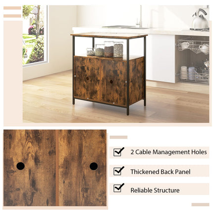 Dreamade Buffet Cabinet with Shelf - 2 Door Sideboard Kitchen Storage Cupboard with Shelves (Rustic Brown)